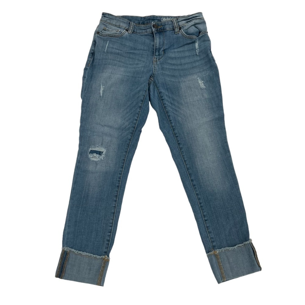 Faded Glory Distressed Cuffed Hem Capri Jeans Size 4 Women’s